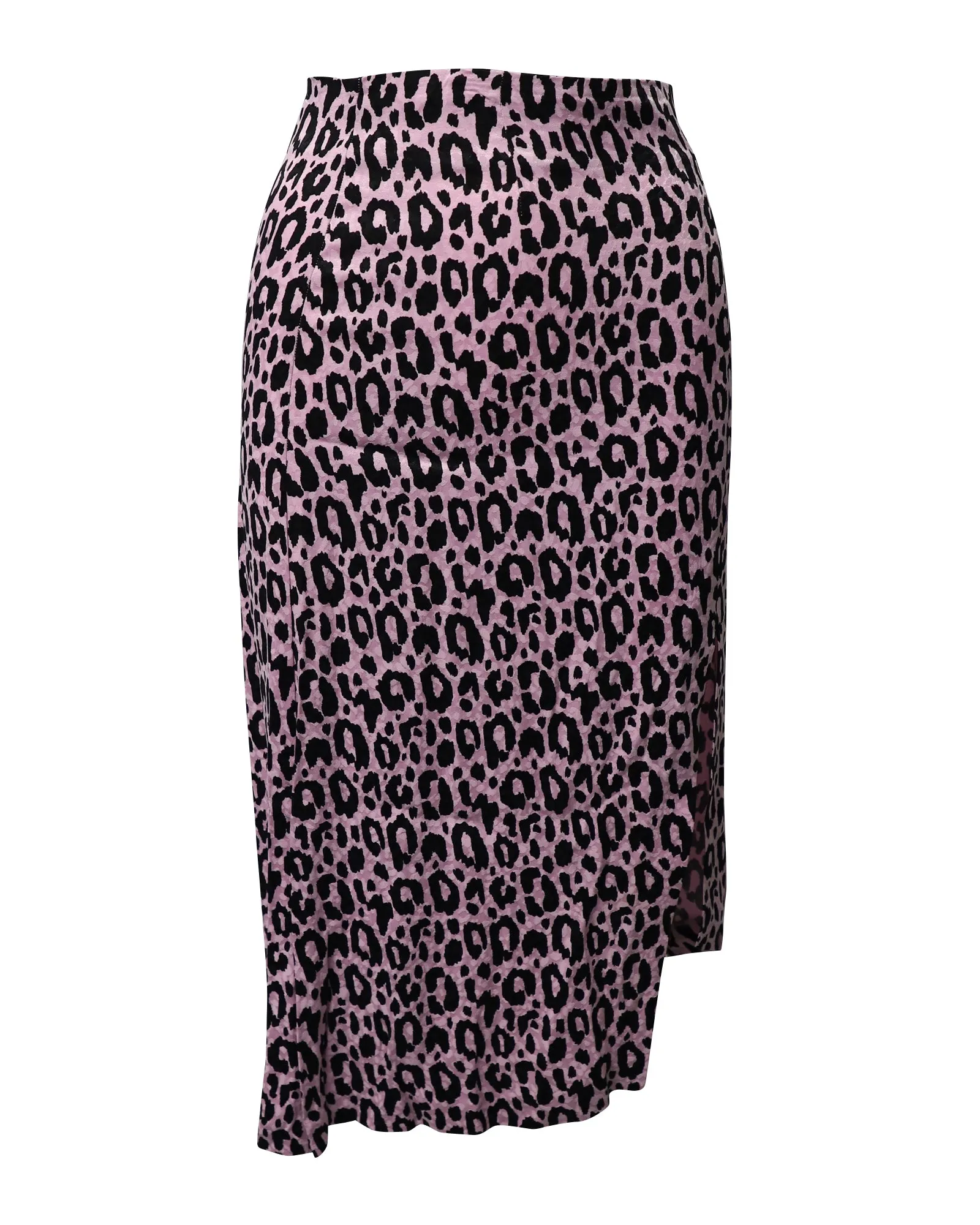 Maje Jipanta Leopard Print Front Slit Skirt in Pink Cupro