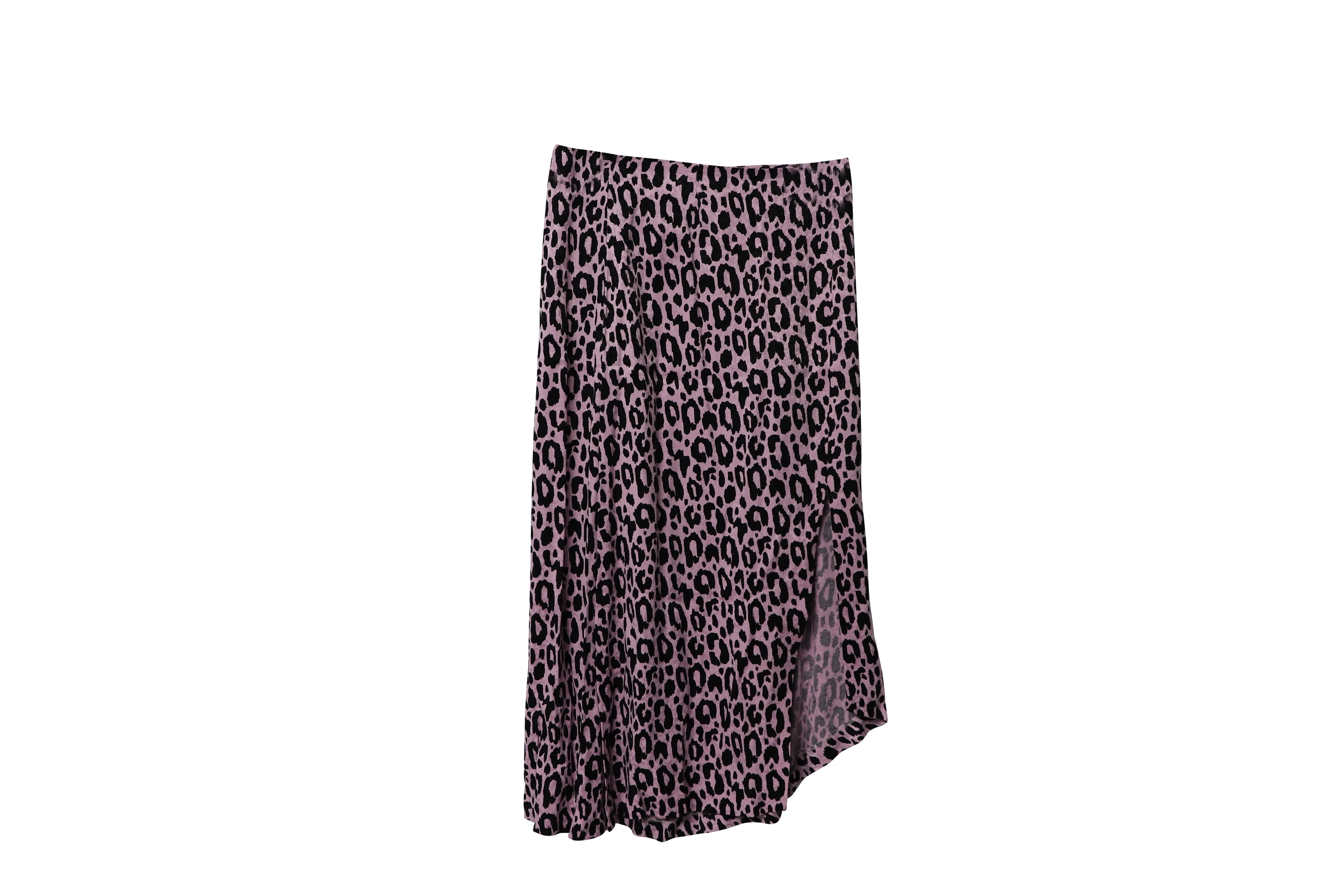 Maje Jipanta Leopard Print Front Slit Skirt in Pink Cupro