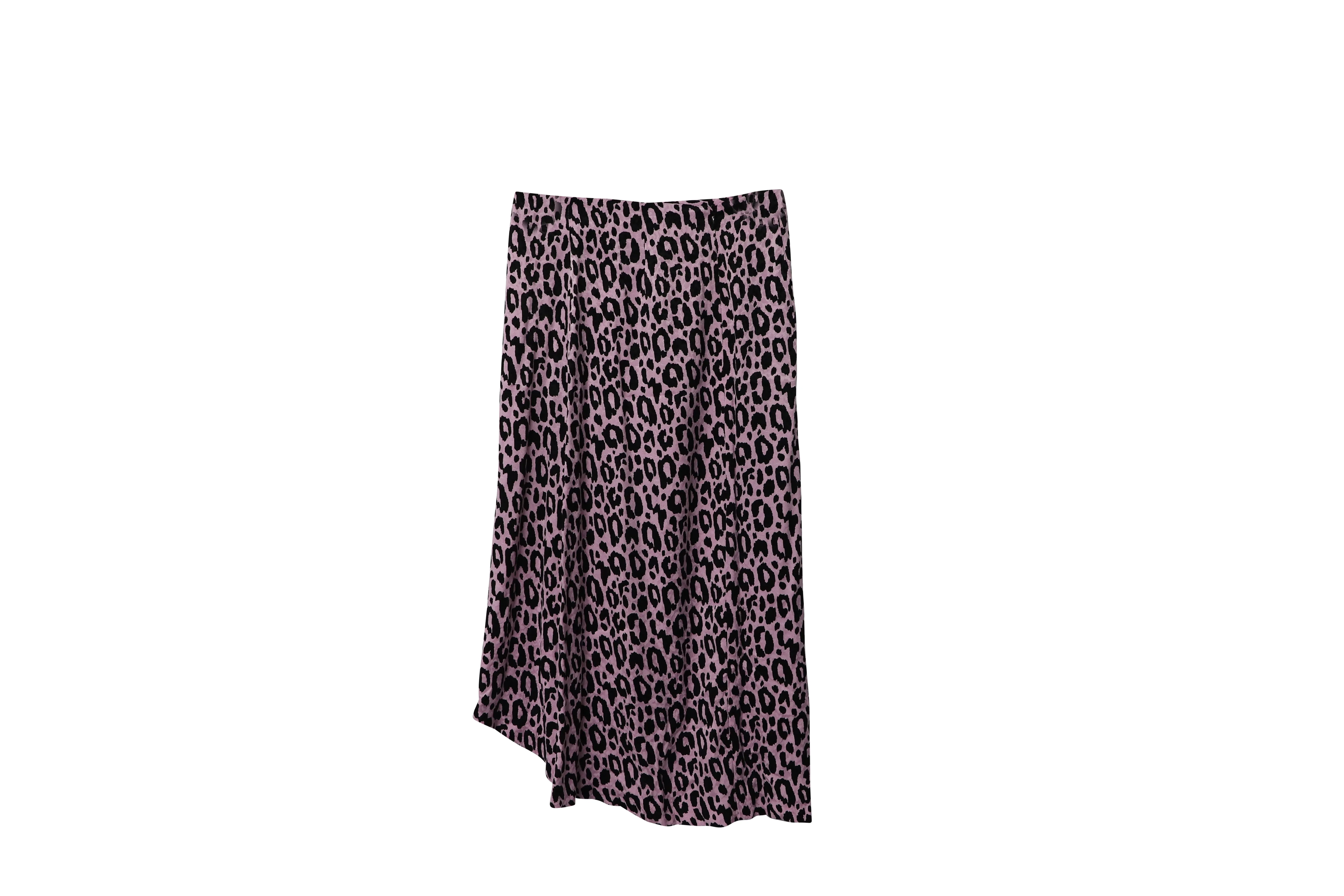 Maje Jipanta Leopard Print Front Slit Skirt in Pink Cupro