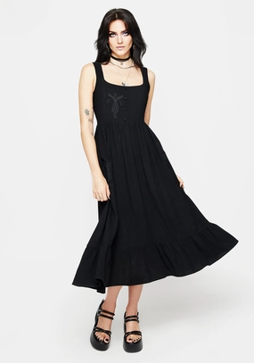 Mandrake Linen-Blend Embroidered Midi Dress Dresses Womens - beach dresses cheap