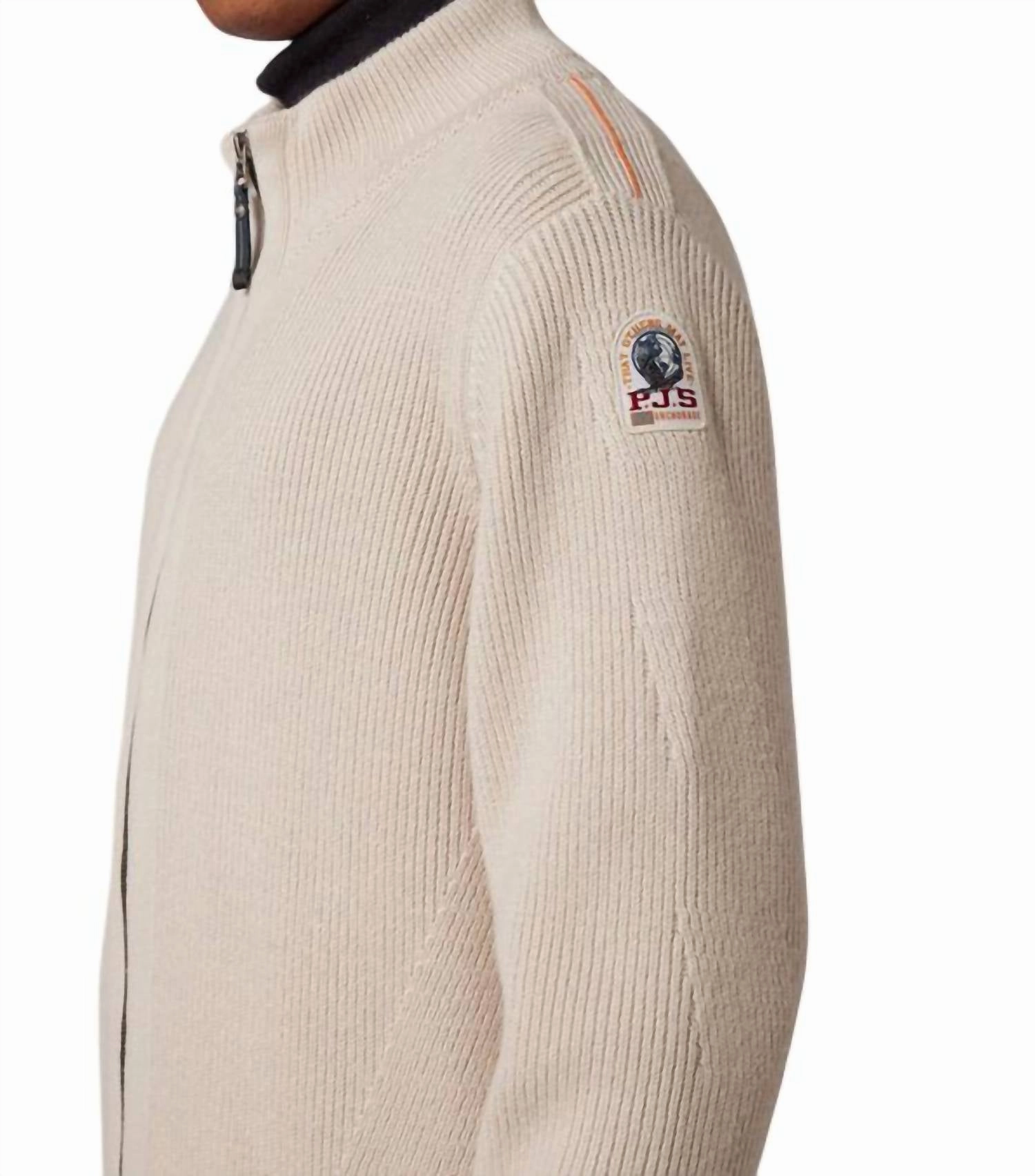 Manny Full Zip Cardigan In Bone