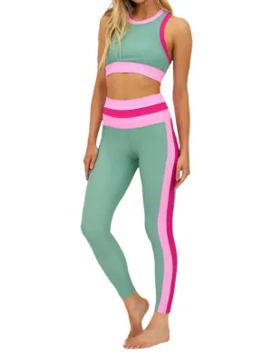 Mariella Leggings In Sage Bloom Color Block Activewear Womens - gym outfits discount