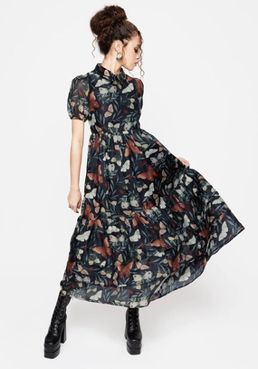 Mariposa Puff Sleeve Organza Maxi Shirt Dress Dresses Womens - beach dresses cheap