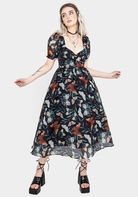 Mariposa Puff Sleeve Organza Midi Dress Dresses Womens - beach dresses cheap