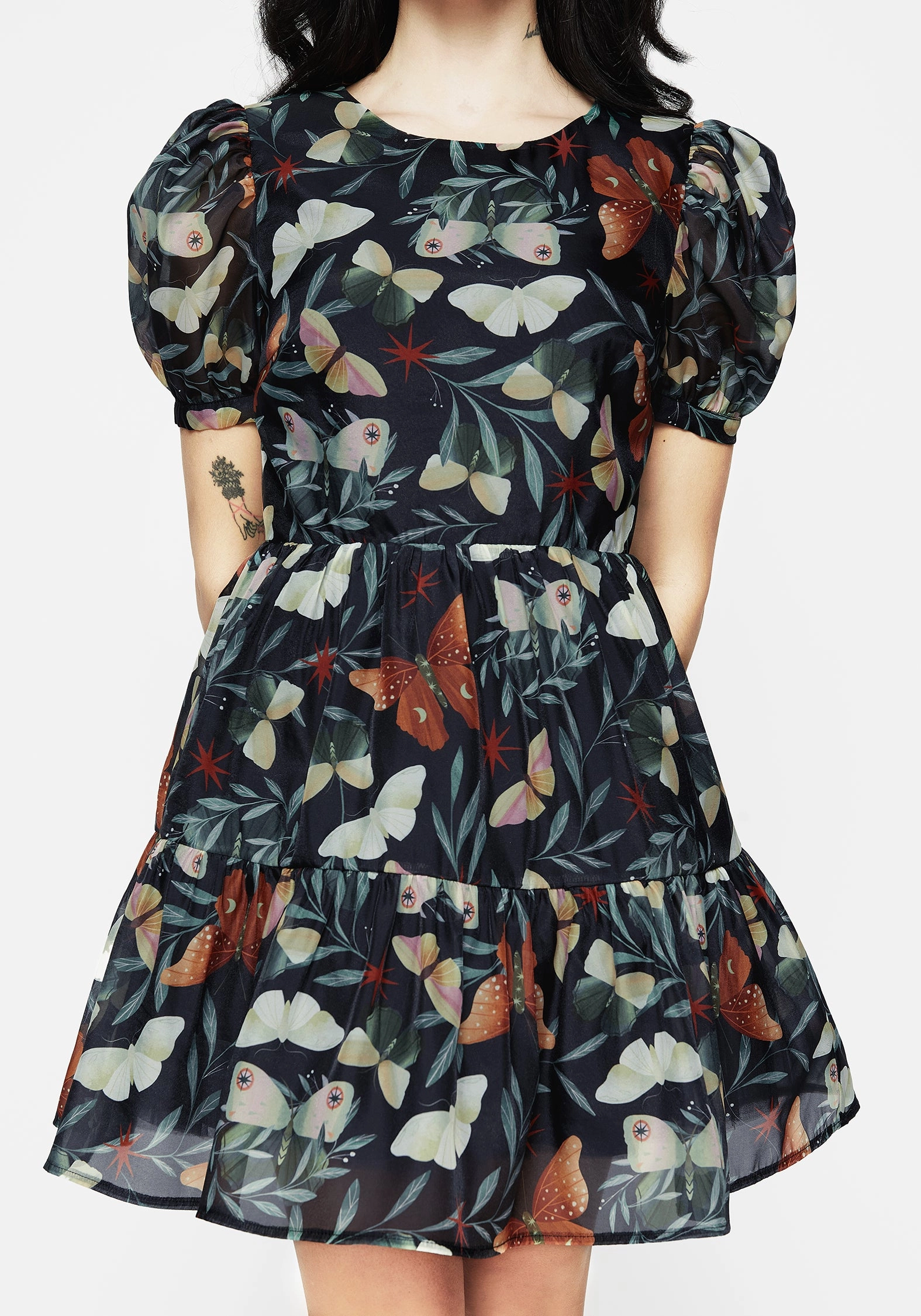 Mariposa Puff Sleeve Organza Mini Dress Dresses Womens - summer dresses discount
