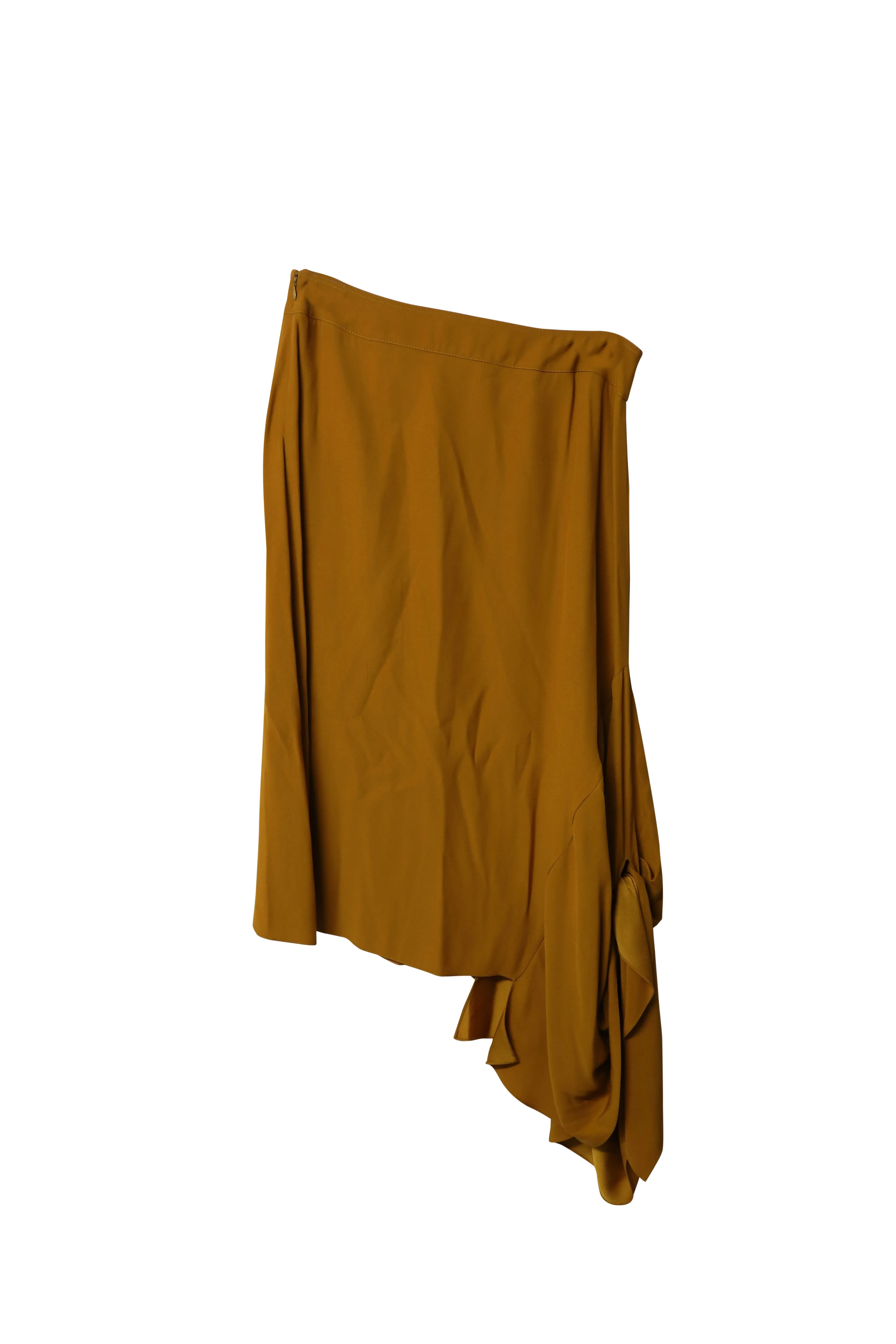 Marni Asymmetric Crepe Midi Skirt in Orange Viscose