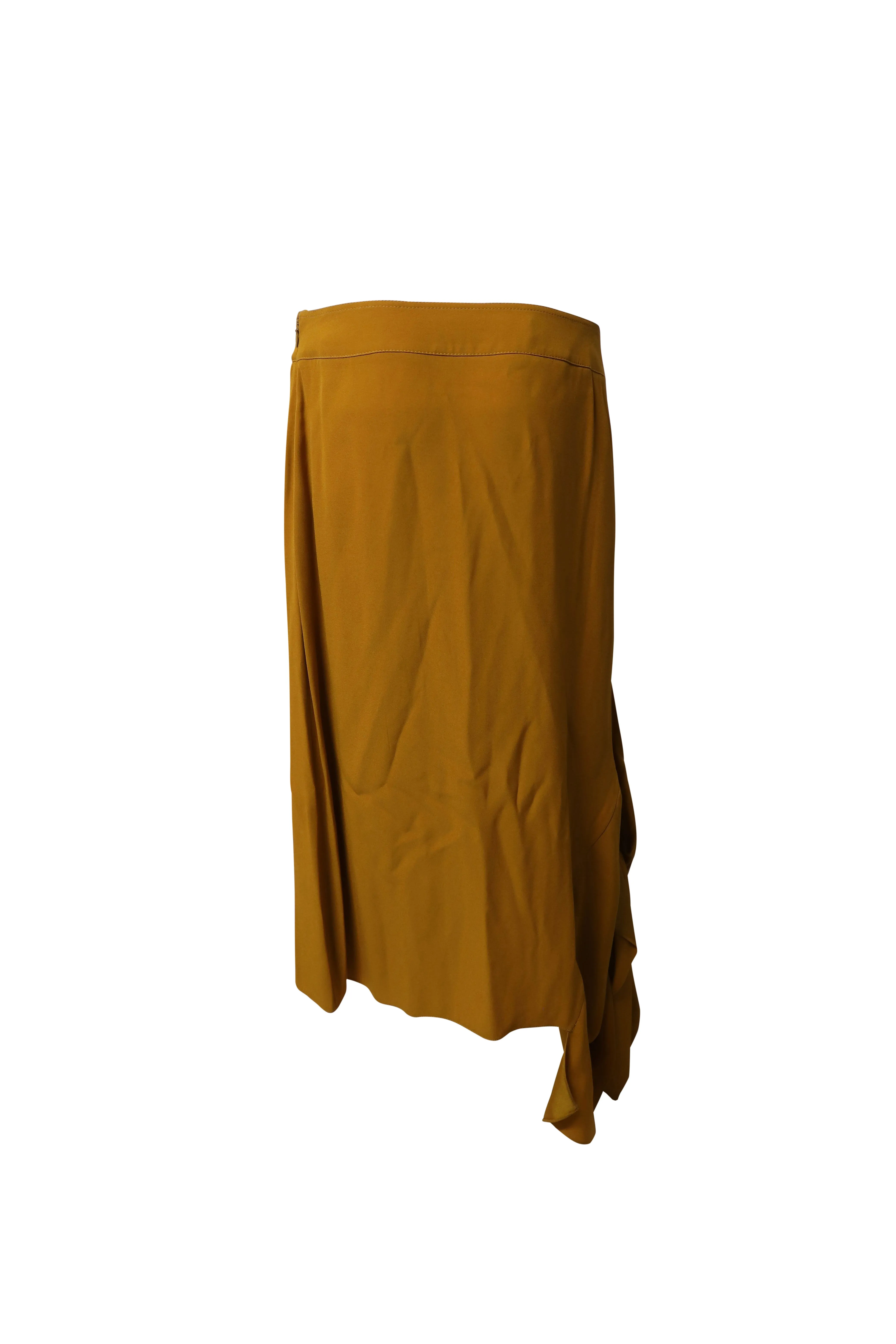 Marni Asymmetric Crepe Midi Skirt in Orange Viscose
