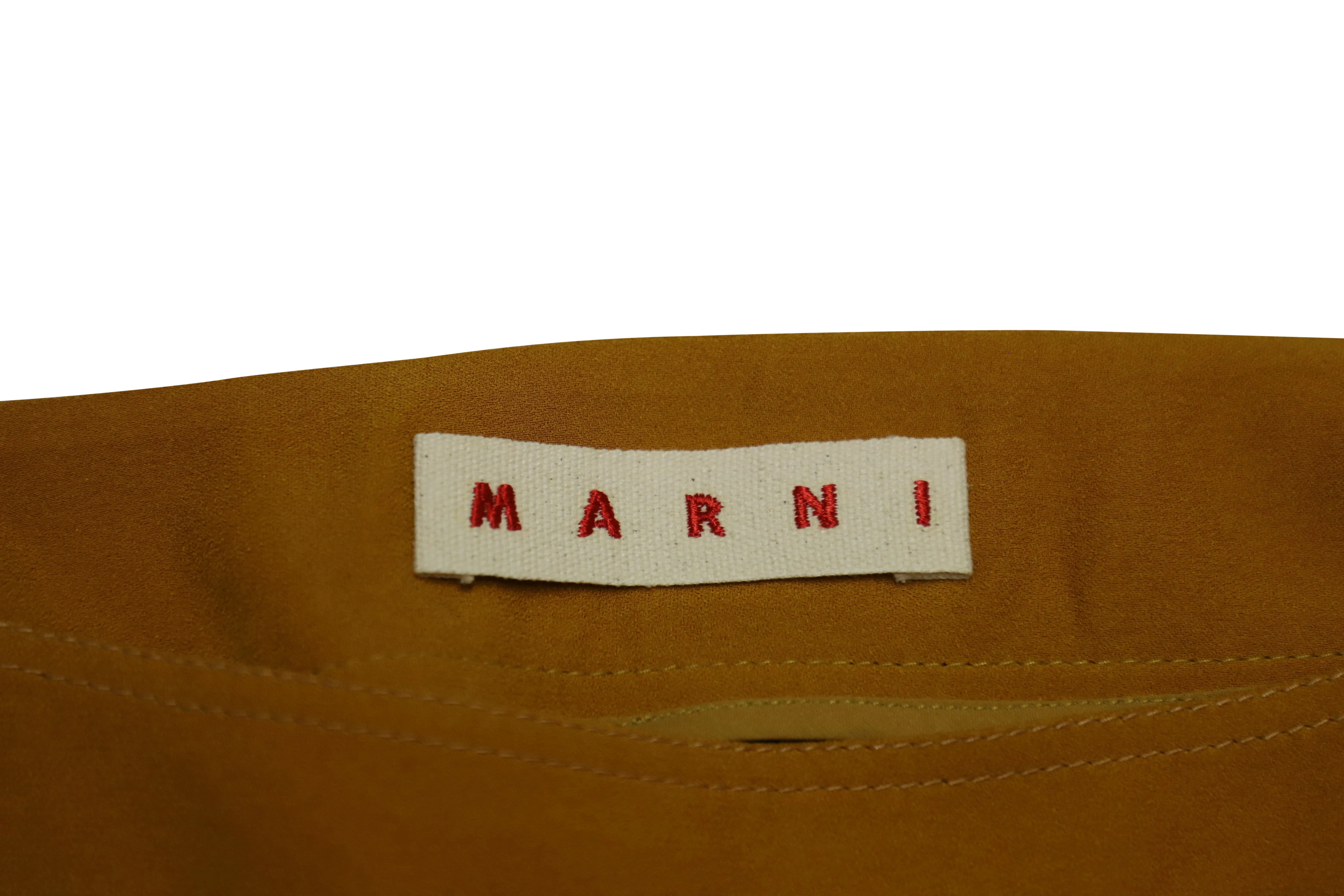 Marni Asymmetric Crepe Midi Skirt in Orange Viscose