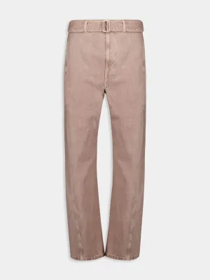 Mauve Twisted Belted Pants Bottoms Mens - cheap mens shorts online