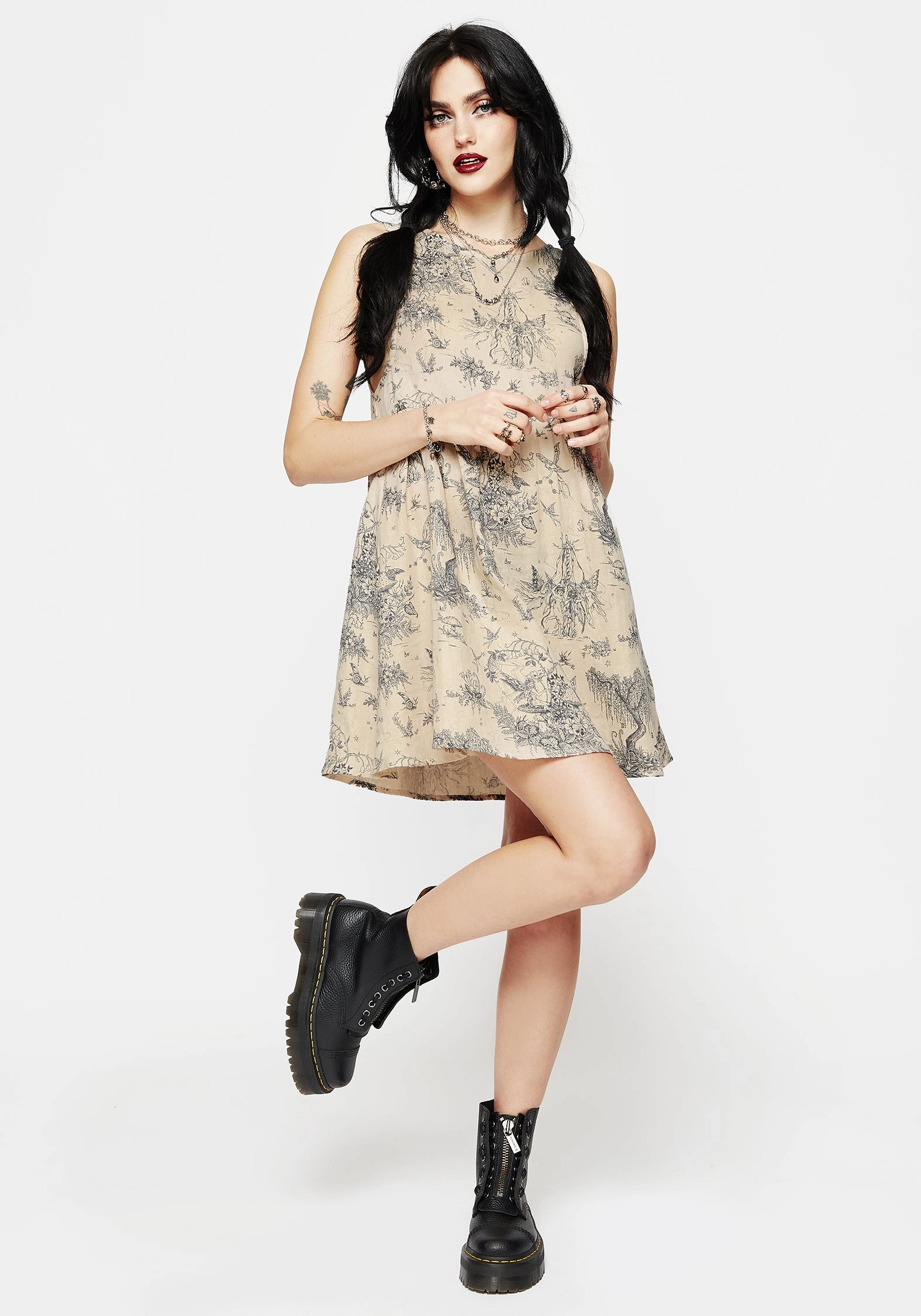 Maypole Cotton Print Mini Smock Dress
