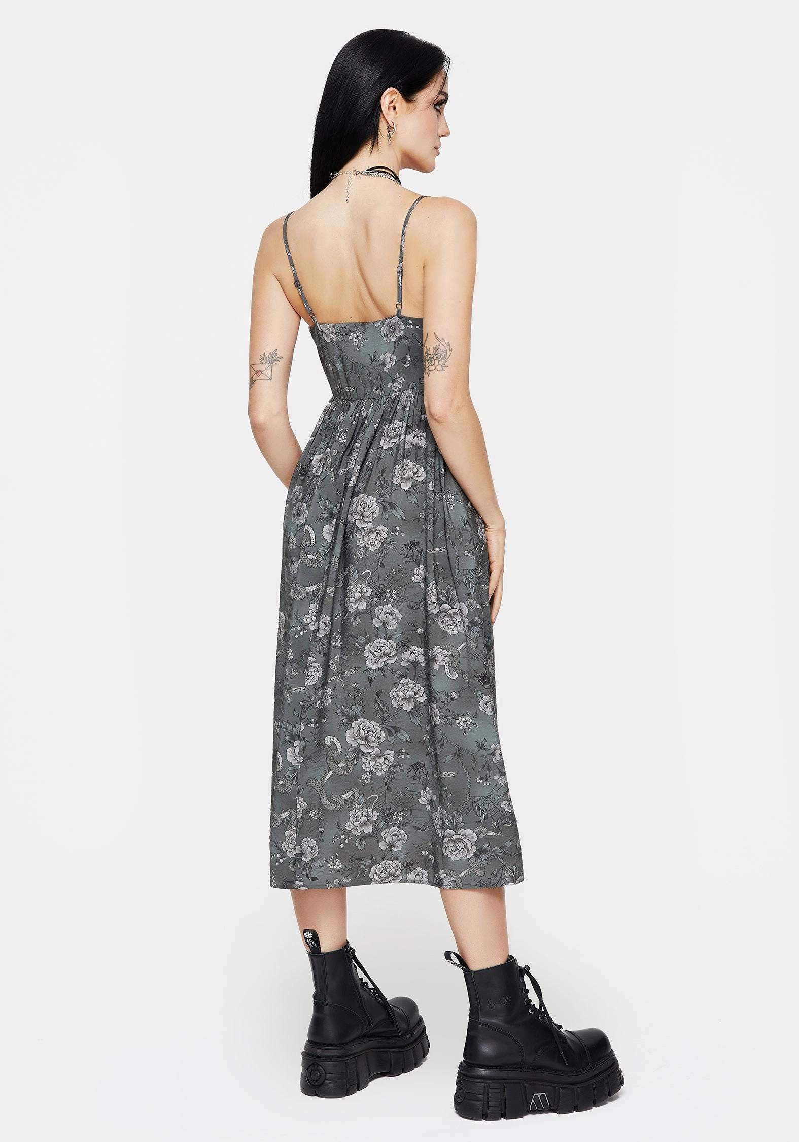 Meadow Floral Serpent Print Cami Midi Dress