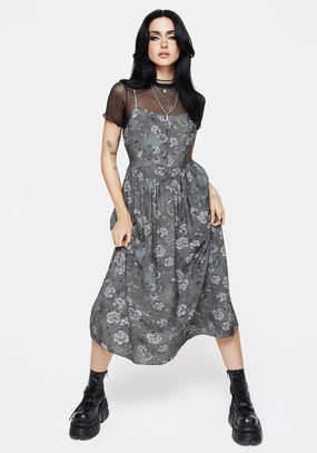 Meadow Floral Serpent Print Cami Midi Dress Dresses Womens - summer dresses discount