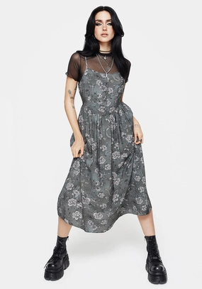 Meadow Floral Serpent Print Cami Midi Dress Dresses Womens - wedding guest outfits