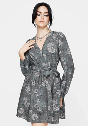 Meadow Floral Serpent Print Mini Wrap Dress Dresses Womens - summer dresses discount