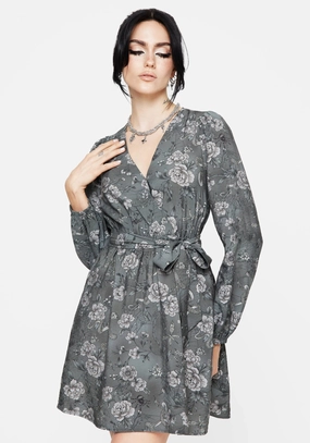 Meadow Floral Serpent Print Mini Wrap Dress Dresses Womens - beach dresses cheap