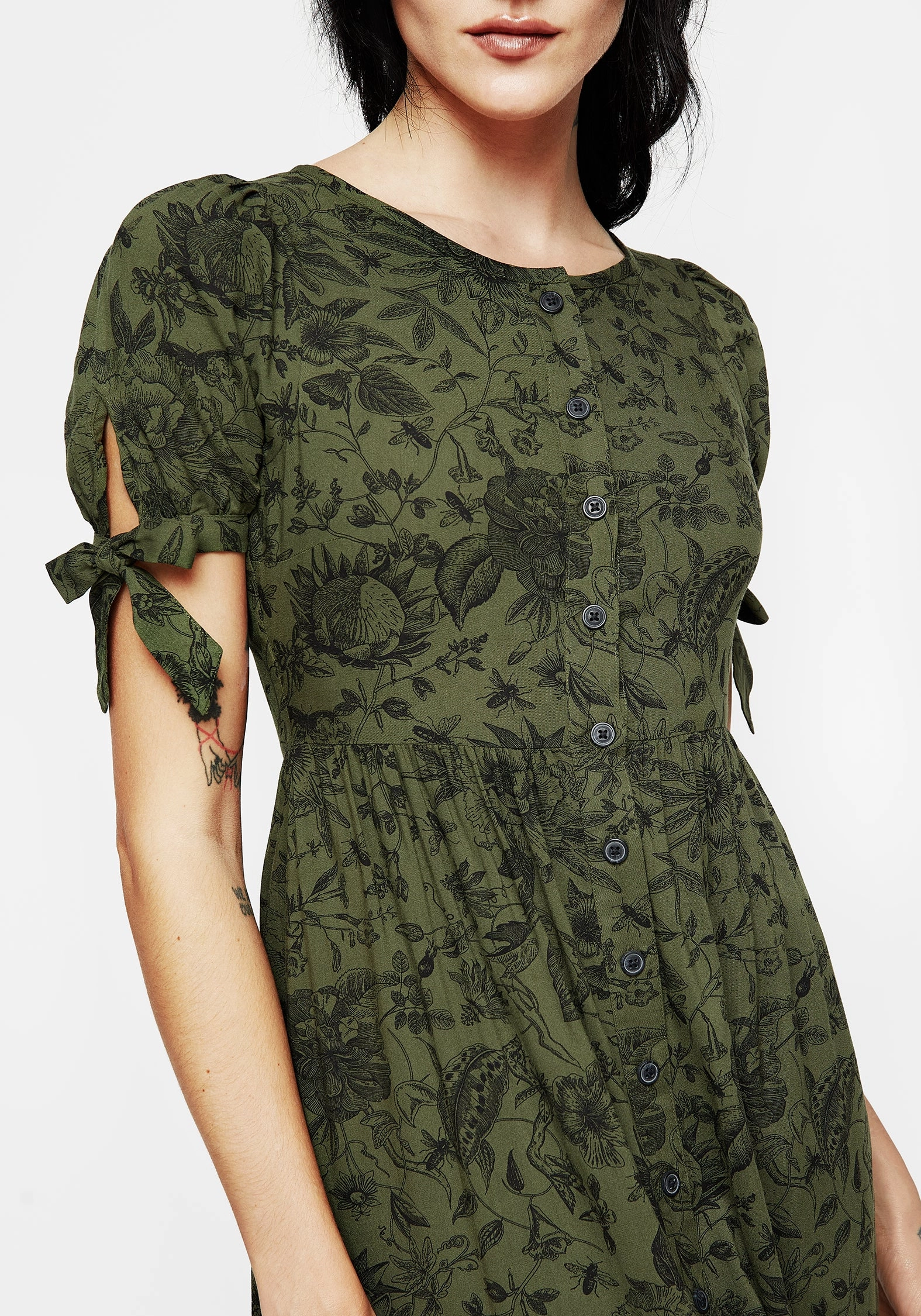Meadowflowers Floral Print Button Up Tiered Midaxi Dress
