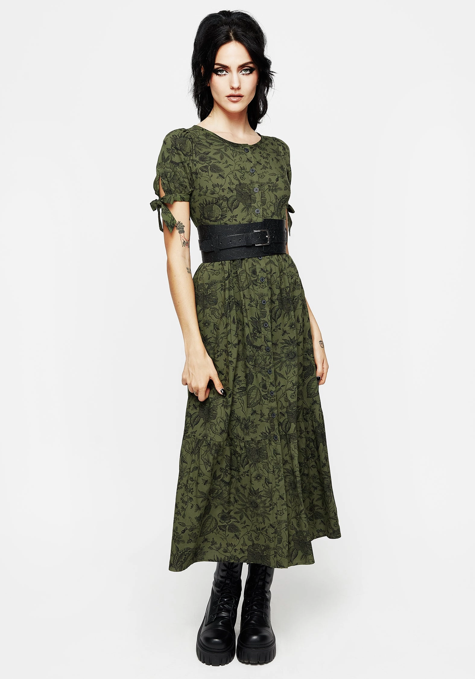 Meadowflowers Floral Print Button Up Tiered Midaxi Dress Dresses Womens - wedding guest outfits