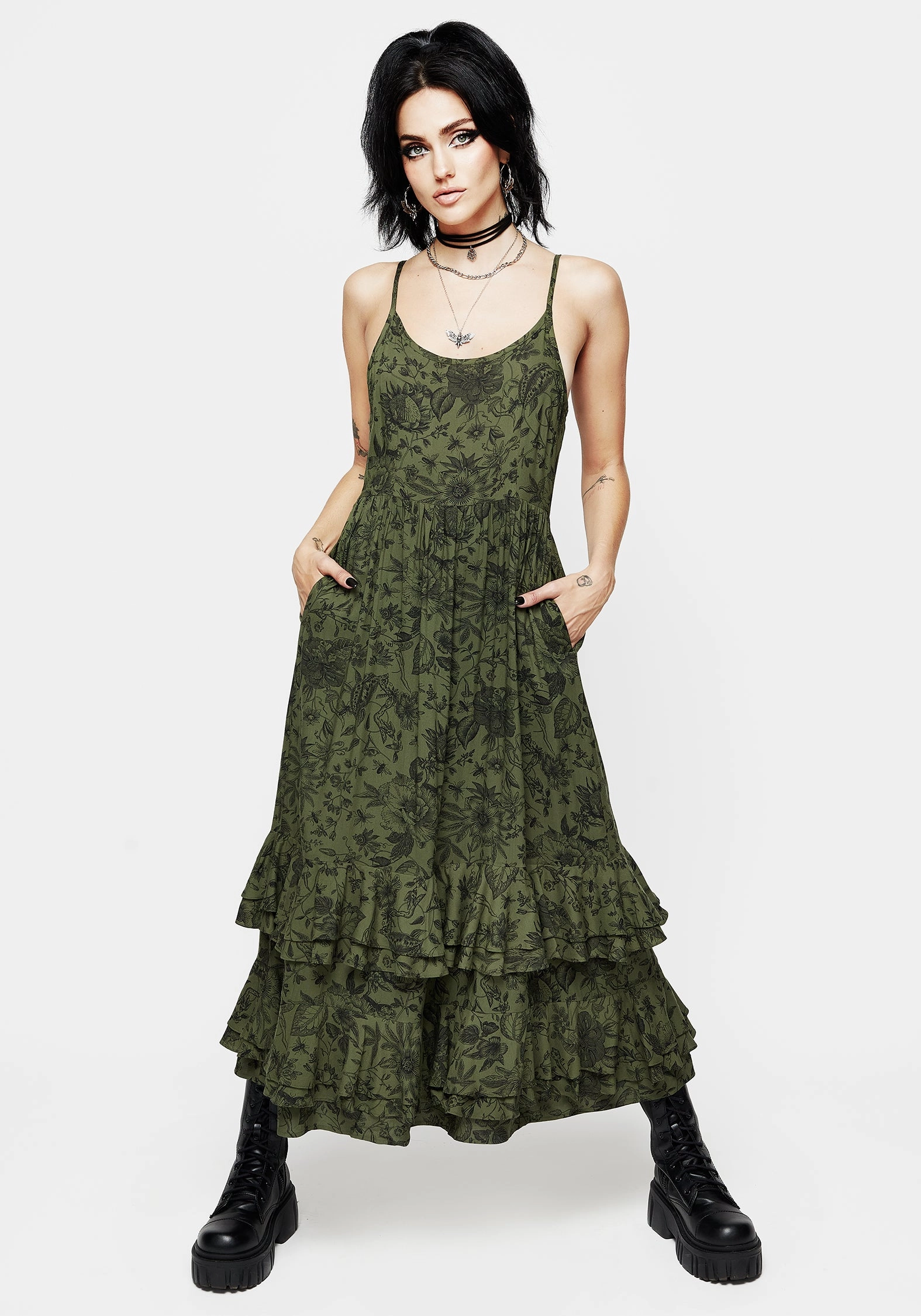 Meadowflowers Floral Print Tiered Midaxi Cami Dress Dresses Womens - wedding guest outfits