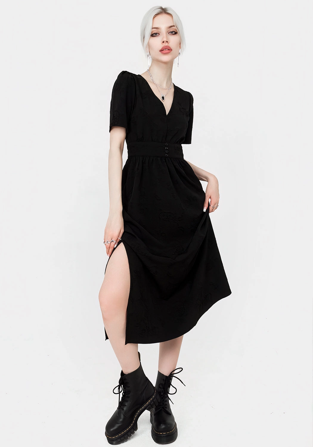 Medea Jacquard V-Neck Midaxi Dress Dresses Womens - beach dresses cheap
