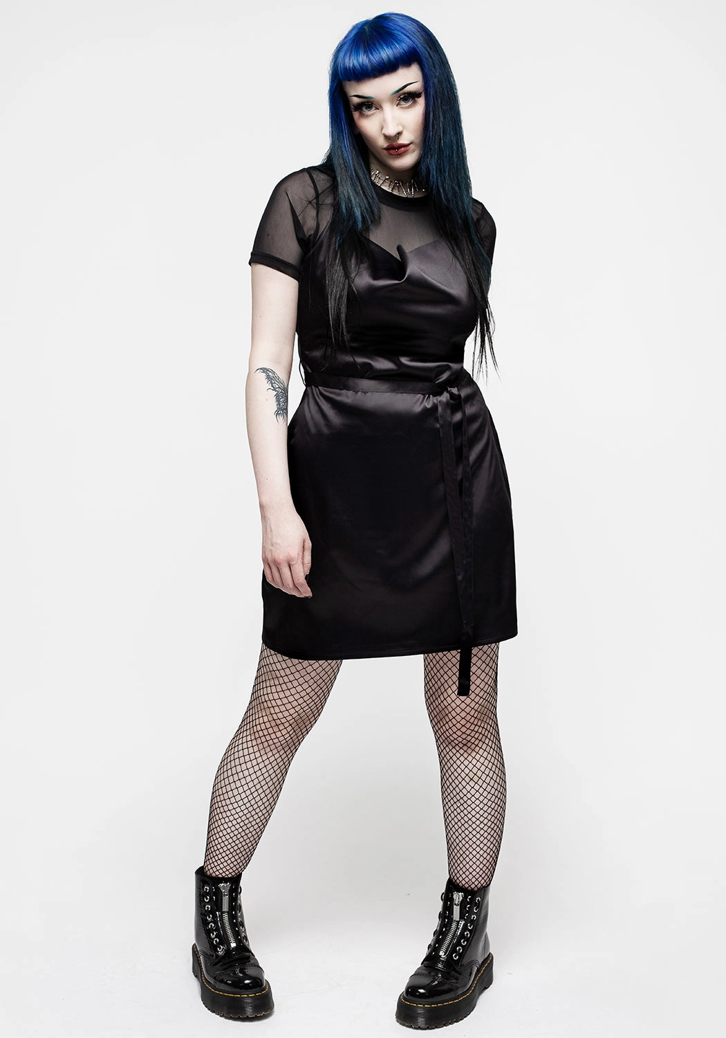 Medeina Cowl Neck Belted Satin Mini Dress - Midnight Black Dresses Womens - beach dresses cheap