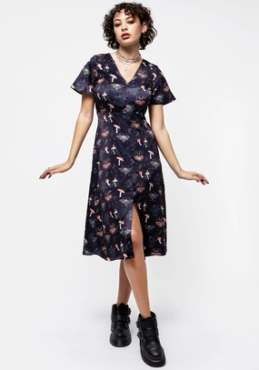 Medeina Print Button Front Satin Midi Dress Dresses Womens - beach dresses cheap