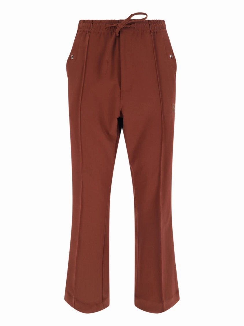 Medium Rise Brown Fabric Sport Pants