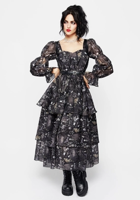 Melancholia Virago Puff Sleeve Layered Organza Midaxi Dress Dresses Womens - beach dresses cheap