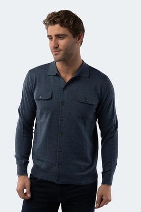 Melange Indigo Knit Cardigan chunky knit discount