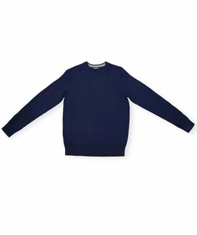 Men's Blade Silk Crew Neck Sweater In Dark Saphire chunky knit discount