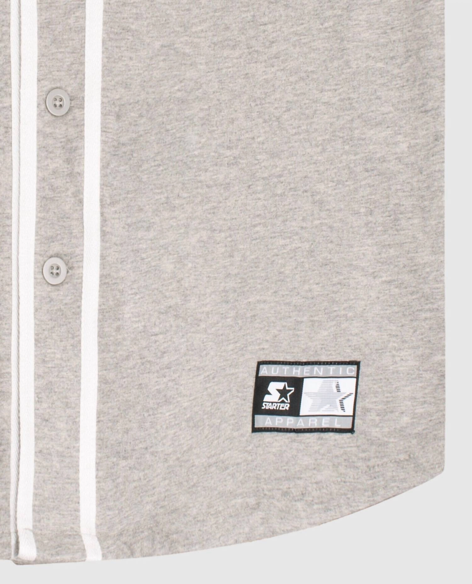 Men's Dallas Cowboys Button-Front Cotton Starter Baseball Jersey In Grey