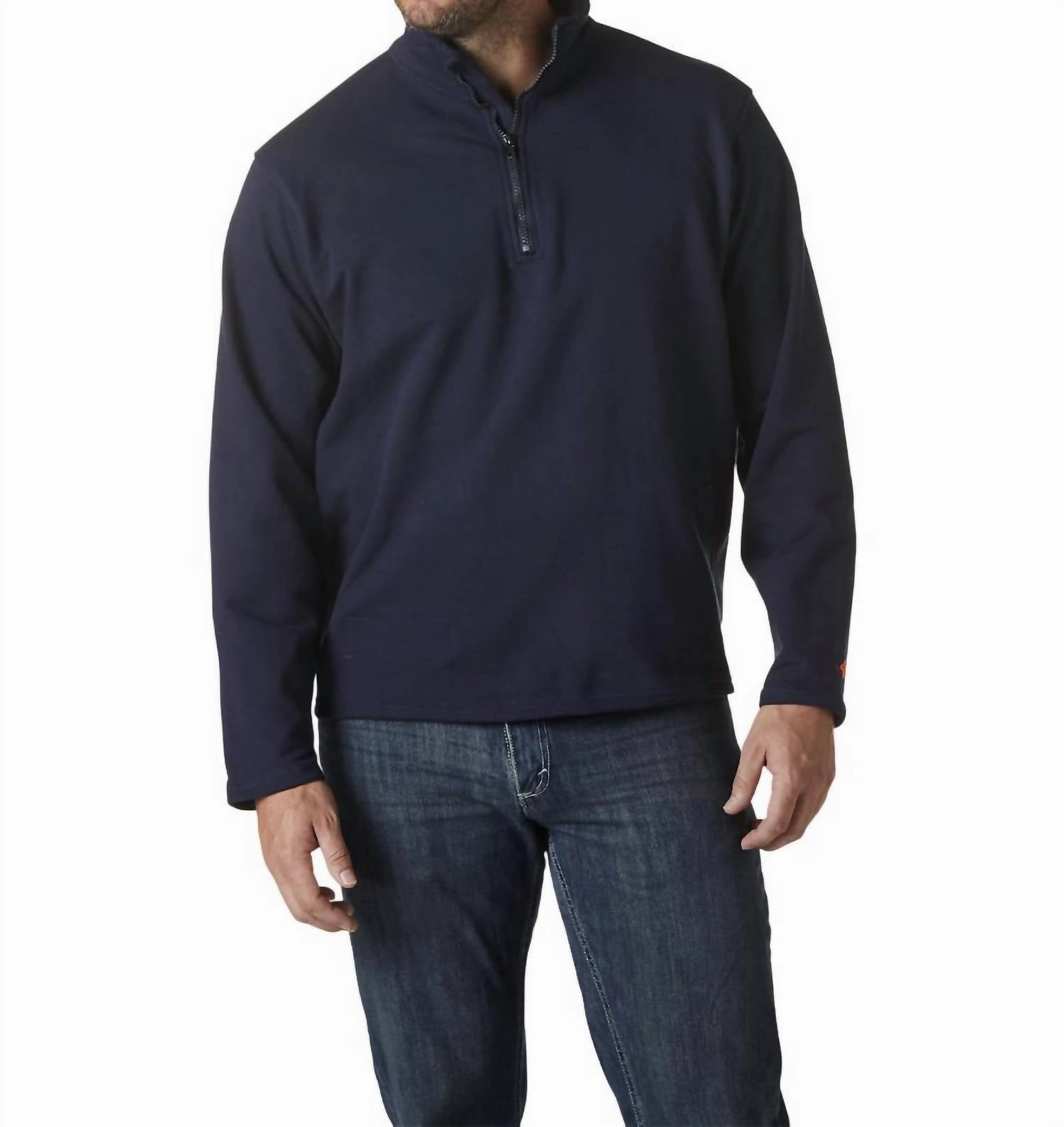 Men's Flame Resistant Quarter Zip Pullover - Plus In Navy knit sweaters cheap