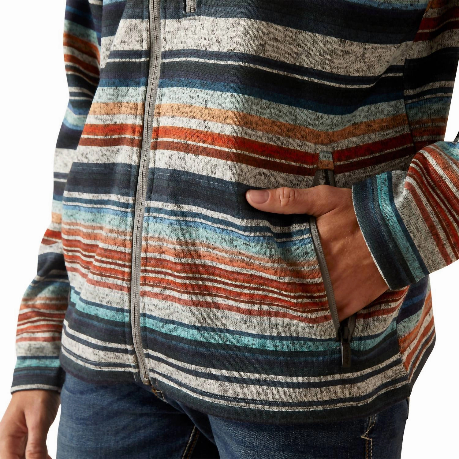 Men's Full Zip Jacket In Grey/multi