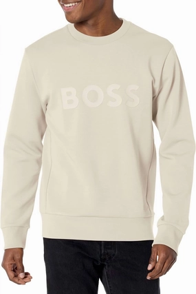 Men's Iconic Logo Crewneck Sweatshirt In Navajo Cream knit sweaters cheap