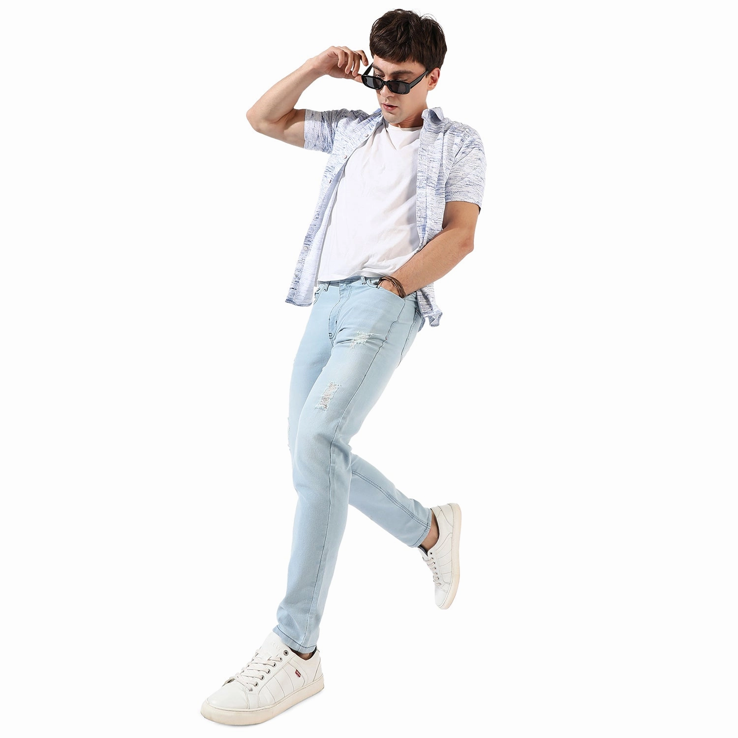 Men's Light-Washed Denim Jeans