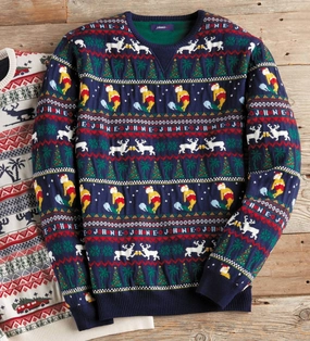 Men's Merino Crew Sweater In Twilight chunky knit discount