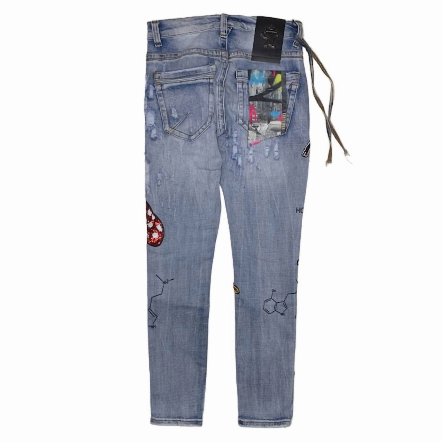 Men's Mushroom Angel Vs Devil Denim Jeans In Indigo