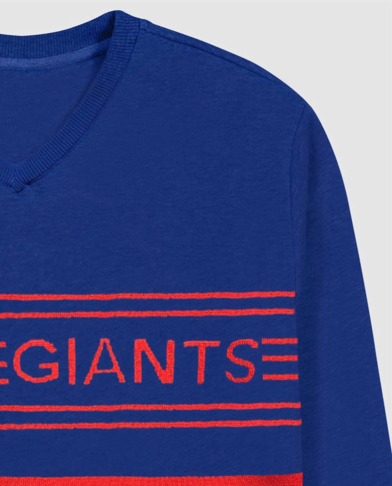 Men's New York Giants Starter Jacquard Pullover Sweater In Blue