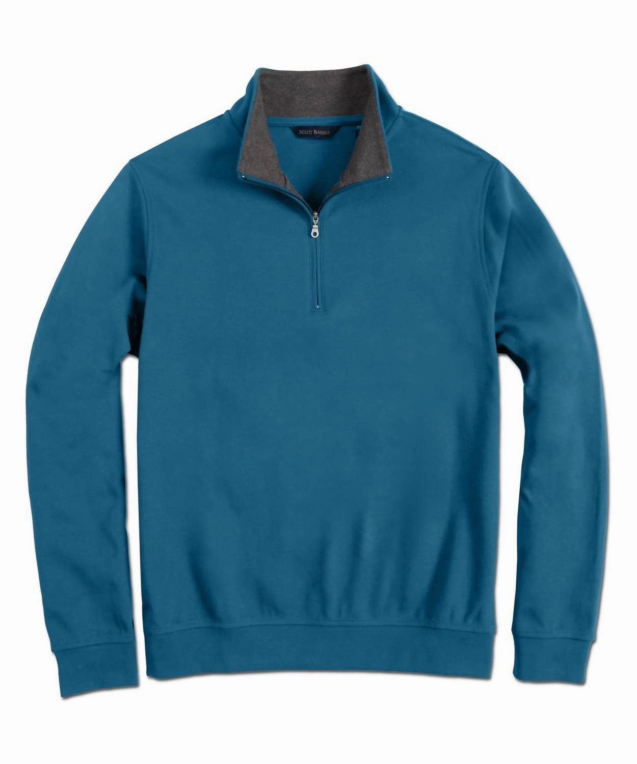 Men's Pima Interlock Zip Mock In Dark Teal turtleneck sweaters sale