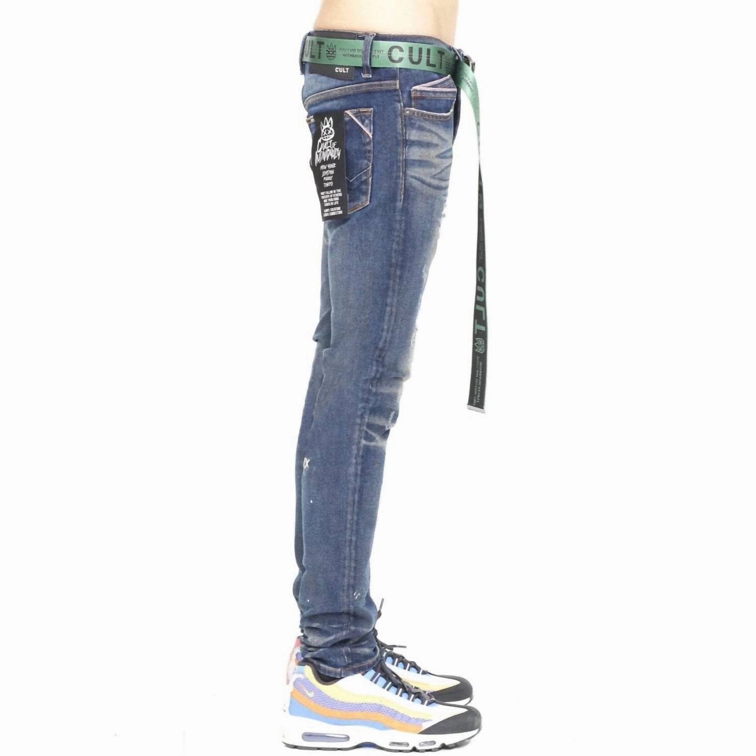 Men's Punk Super Skinny Belted Jean In Reyn