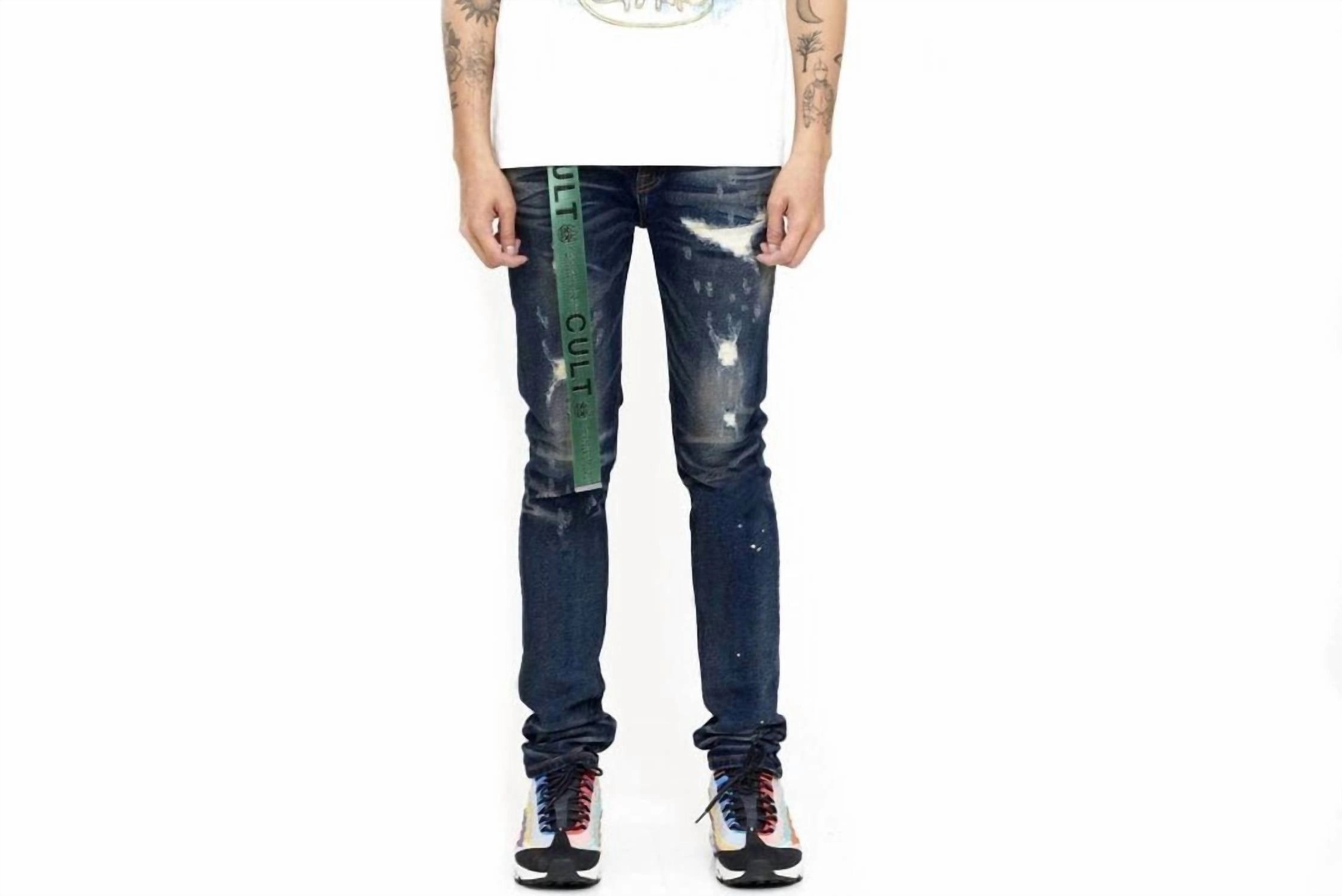 Men's Punk Super Skinny Belted Jean In Reyn