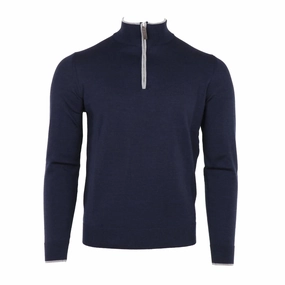 Men's Quarter Zip In Navy/grey turtleneck sweaters sale