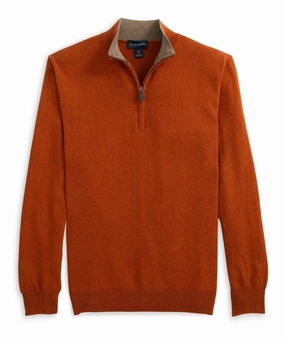 Men's Quarter Zip Sweater In Spice designer sweaters outlet