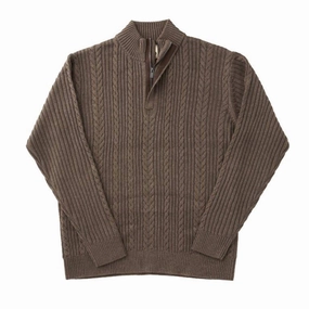 Men's Trend 1/4 Zip Cable Mock Sweater In Taupe Heather chunky knit discount