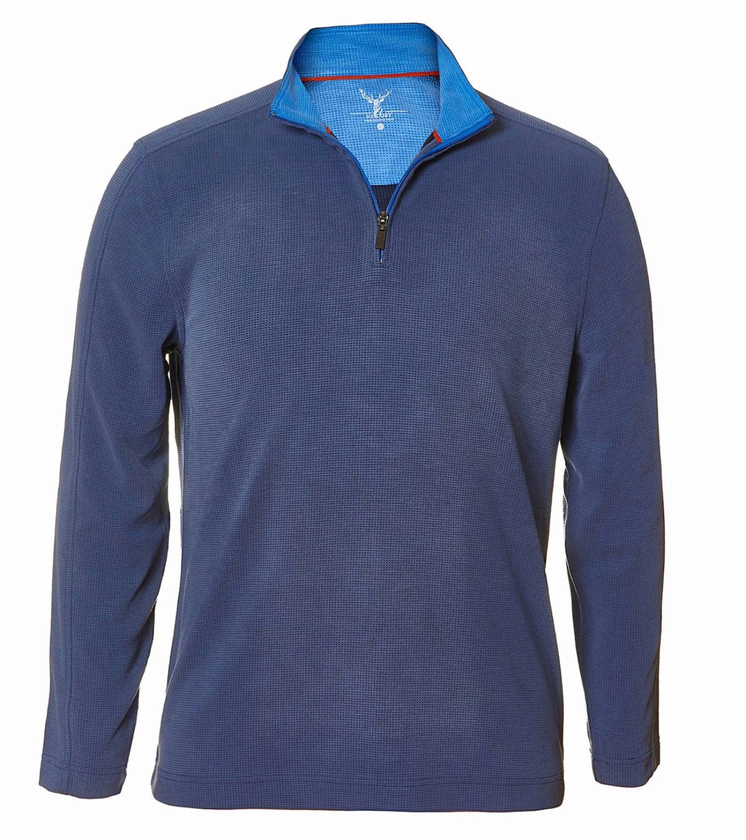 Men's Waffle Quarter Zip Sweater In Navy knit sweaters cheap