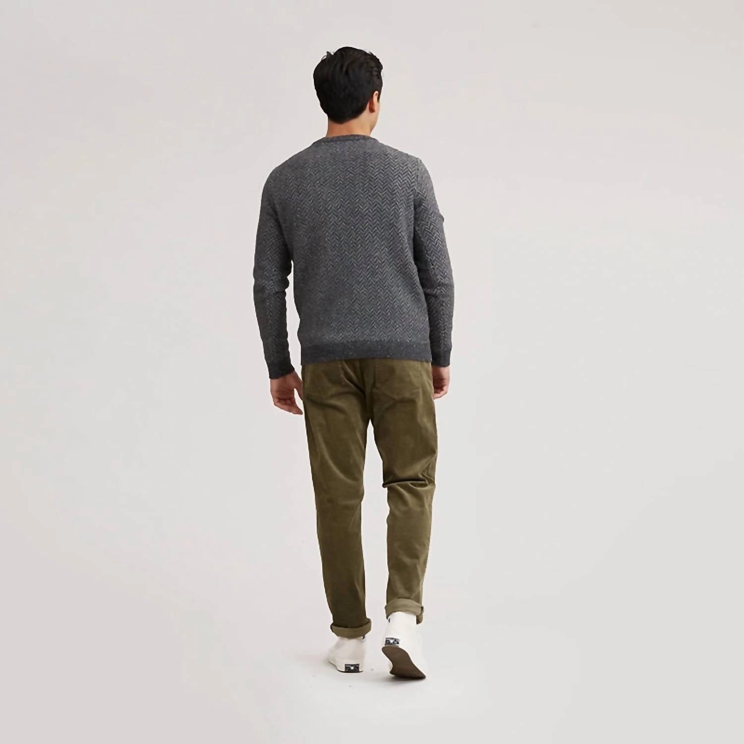 Men's Zermatt Herringbone Crew Neck Sweater In Grey