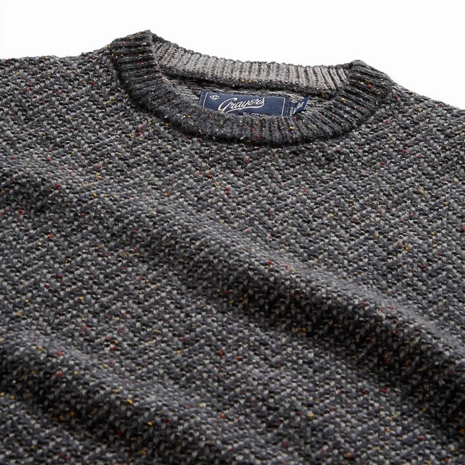 Men's Zermatt Herringbone Crew Neck Sweater In Grey