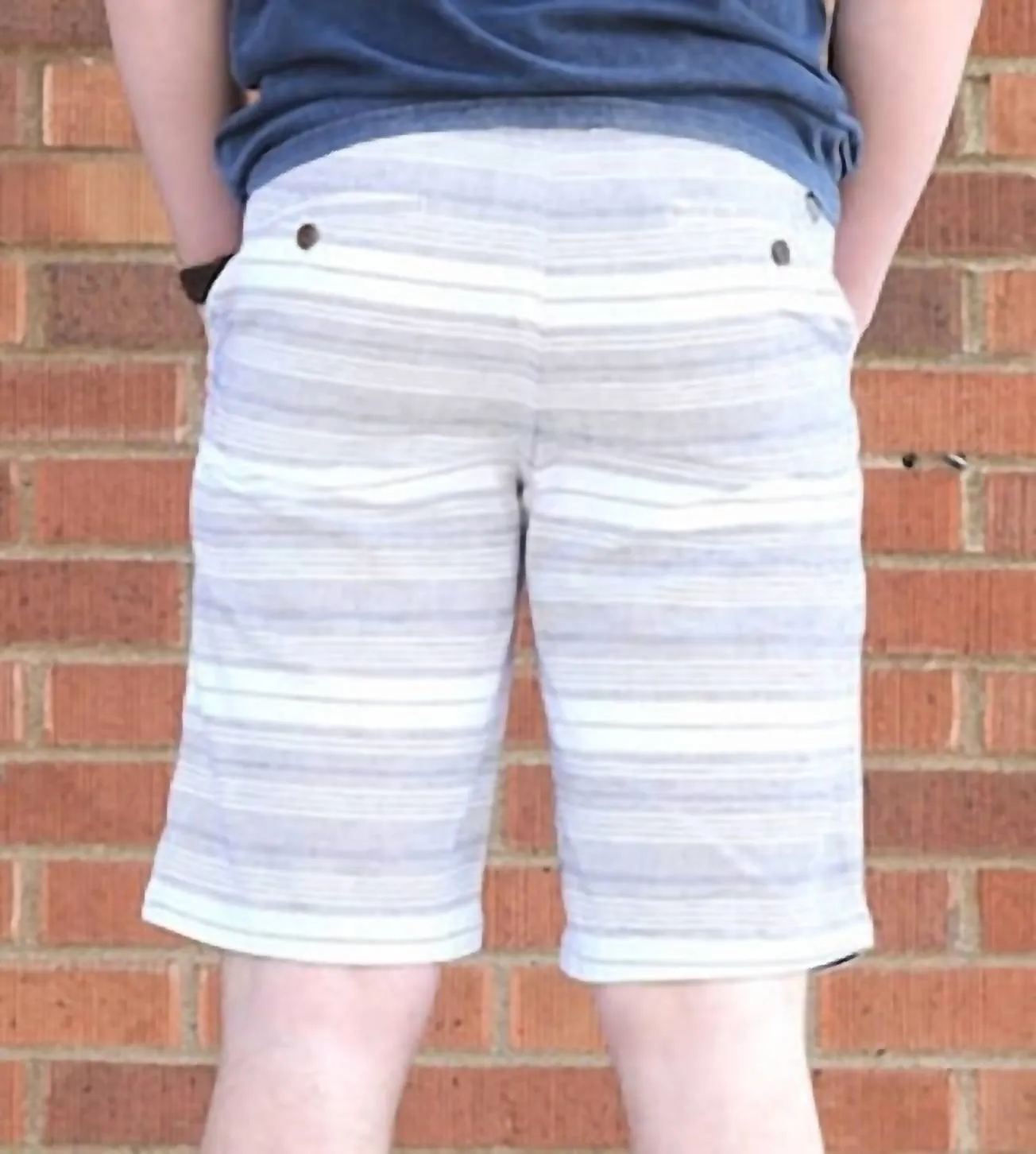 Men's Striped Shorts In White, Navy