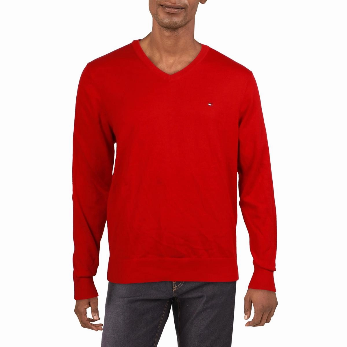 Mens Ribbed Trim  Cotton Pullover Sweater
