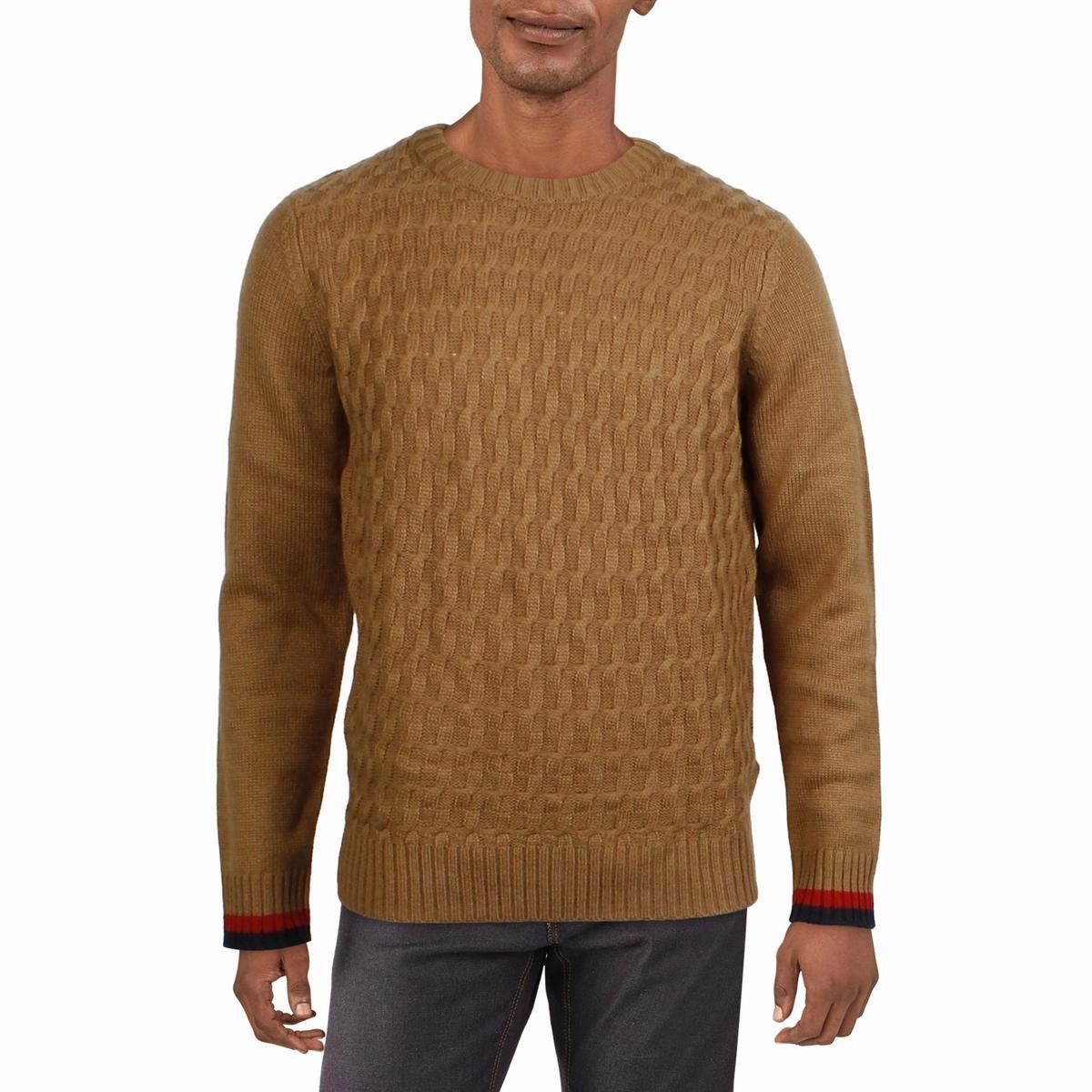Mens Ribbed Trim  Knit Pullover Sweater