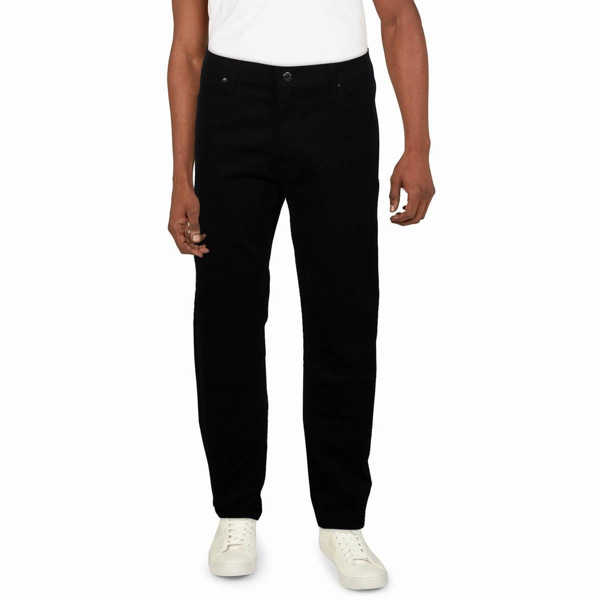 Mens Solid Denim Straight Leg Jeans